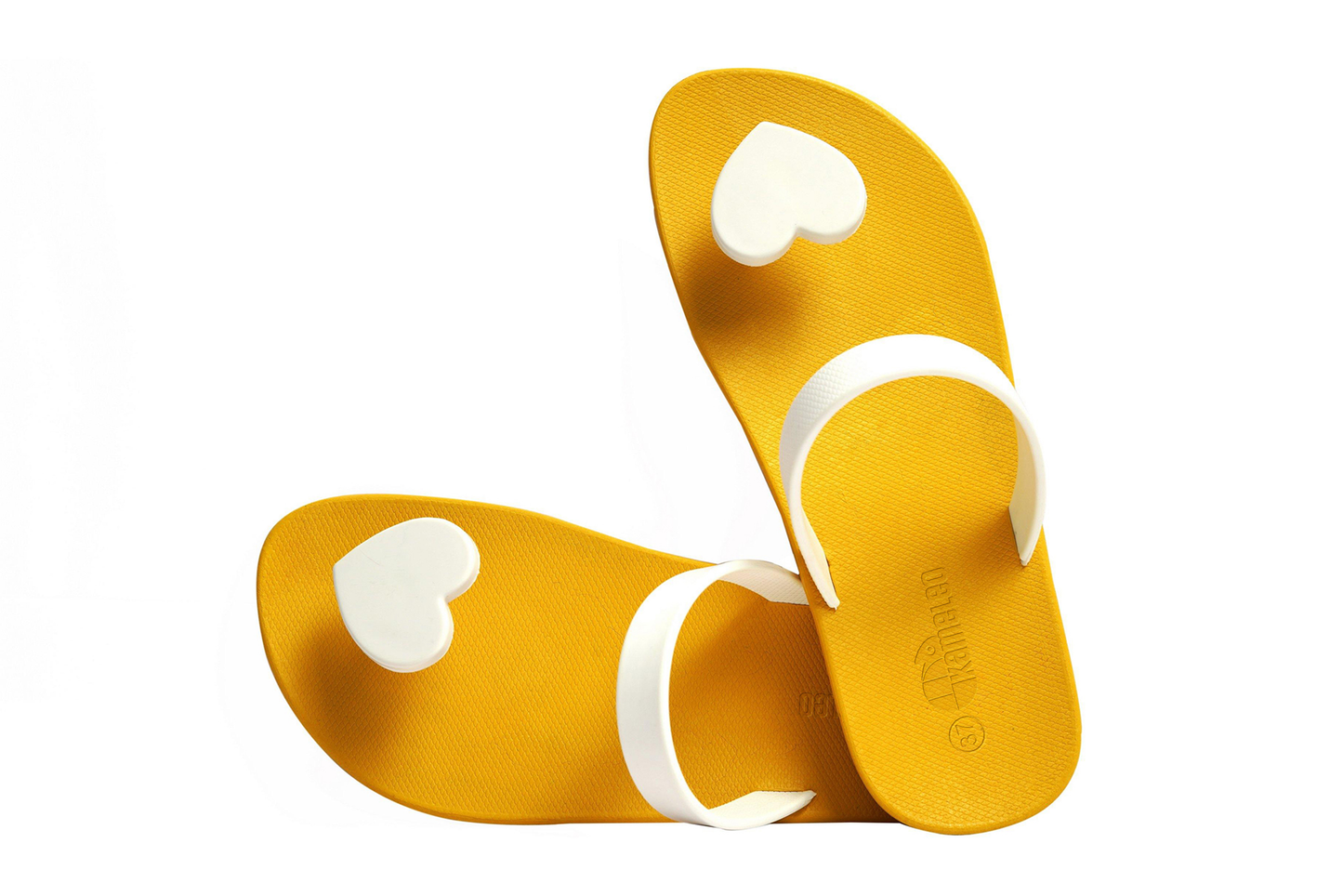 Poppi Heart Yellow Sole White Strap
