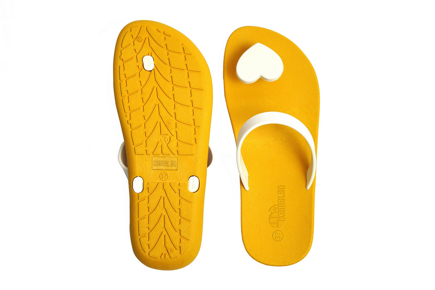Poppi Heart Yellow Sole White Strap