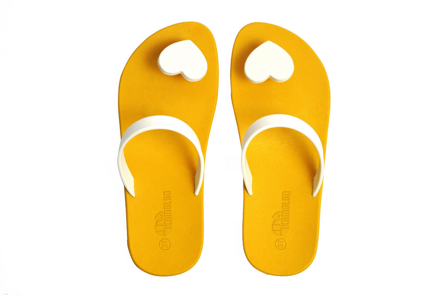 Poppi Heart Yellow Sole White Strap