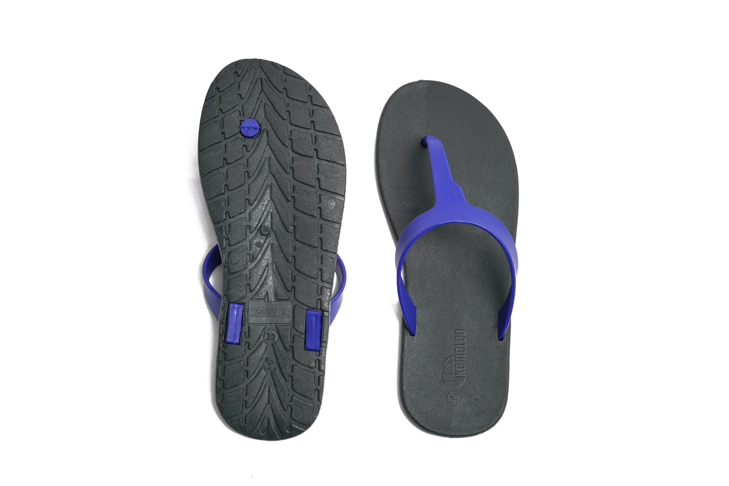 Thongs Black Sole Blue Strap