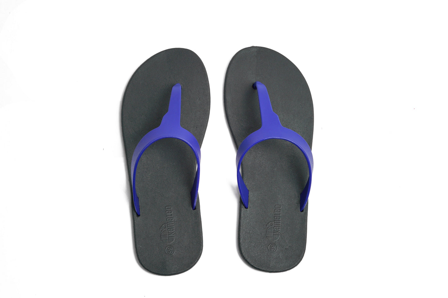Thongs Black Sole Blue Strap