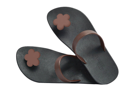 Poppi Flora Black Sole Brown Strap