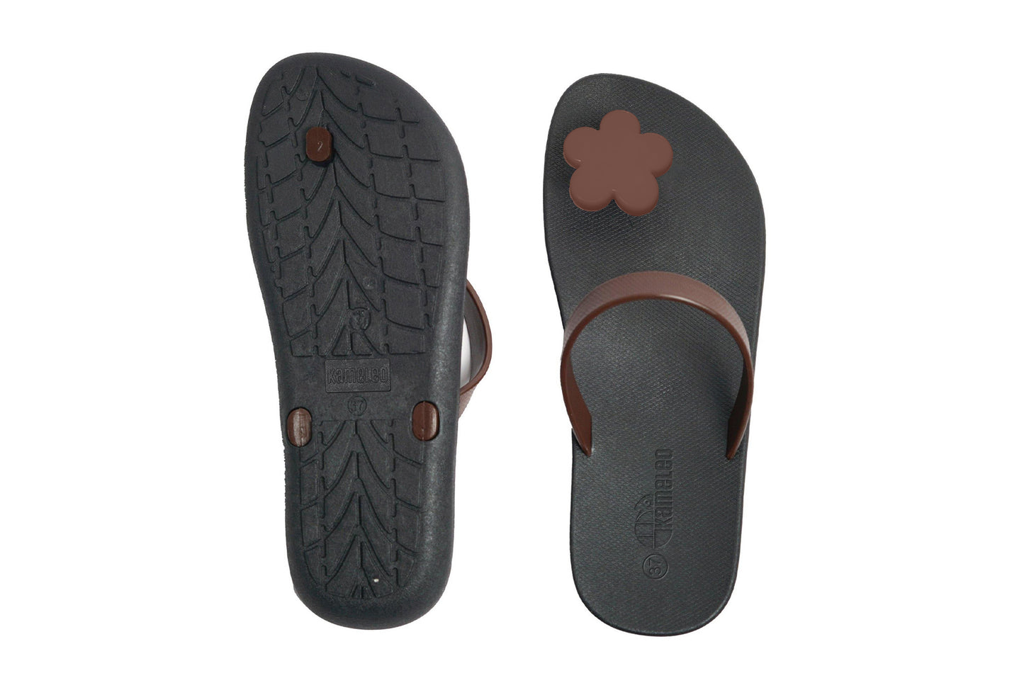 Poppi Flora Black Sole Brown Strap