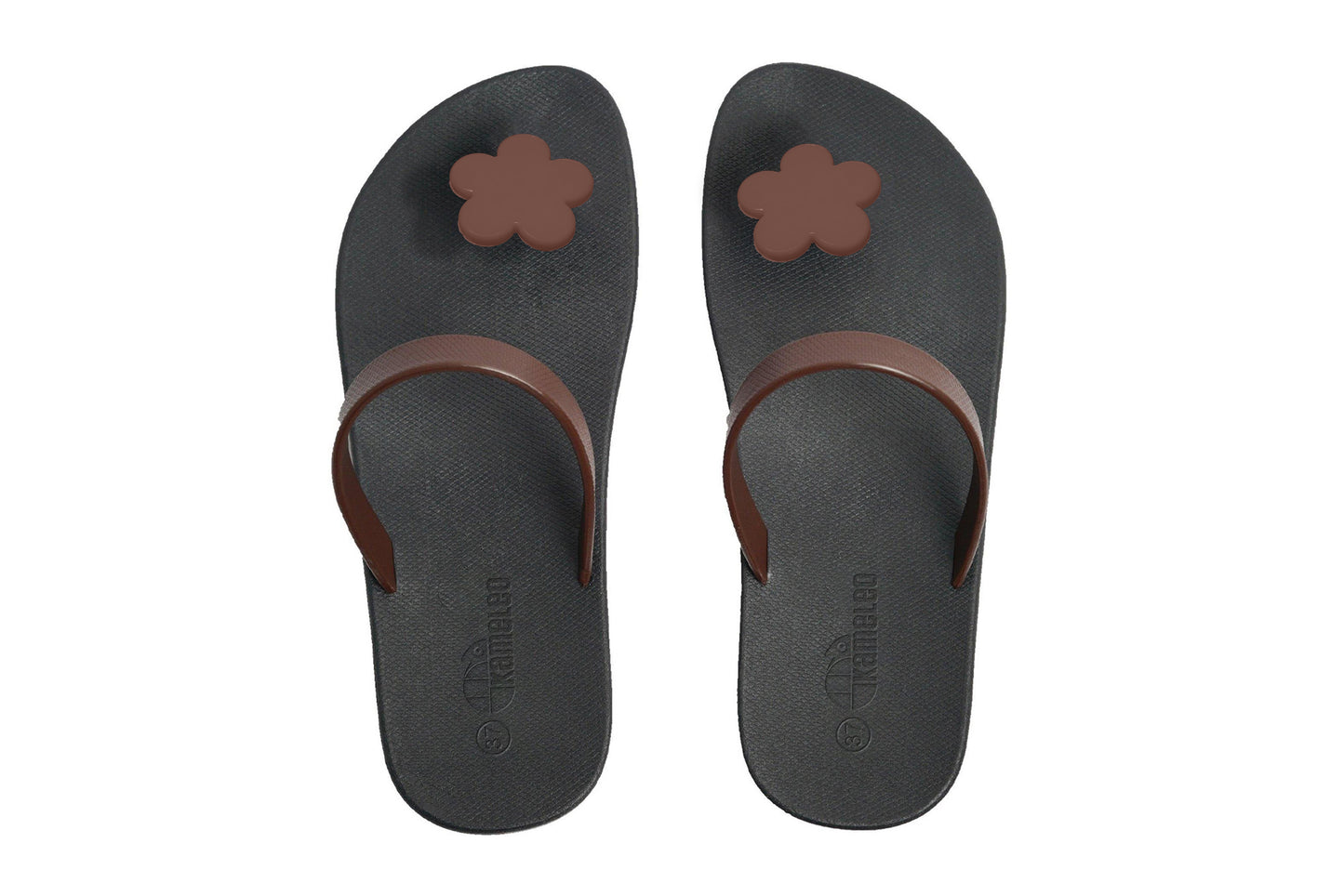 Poppi Flora Black Sole Brown Strap
