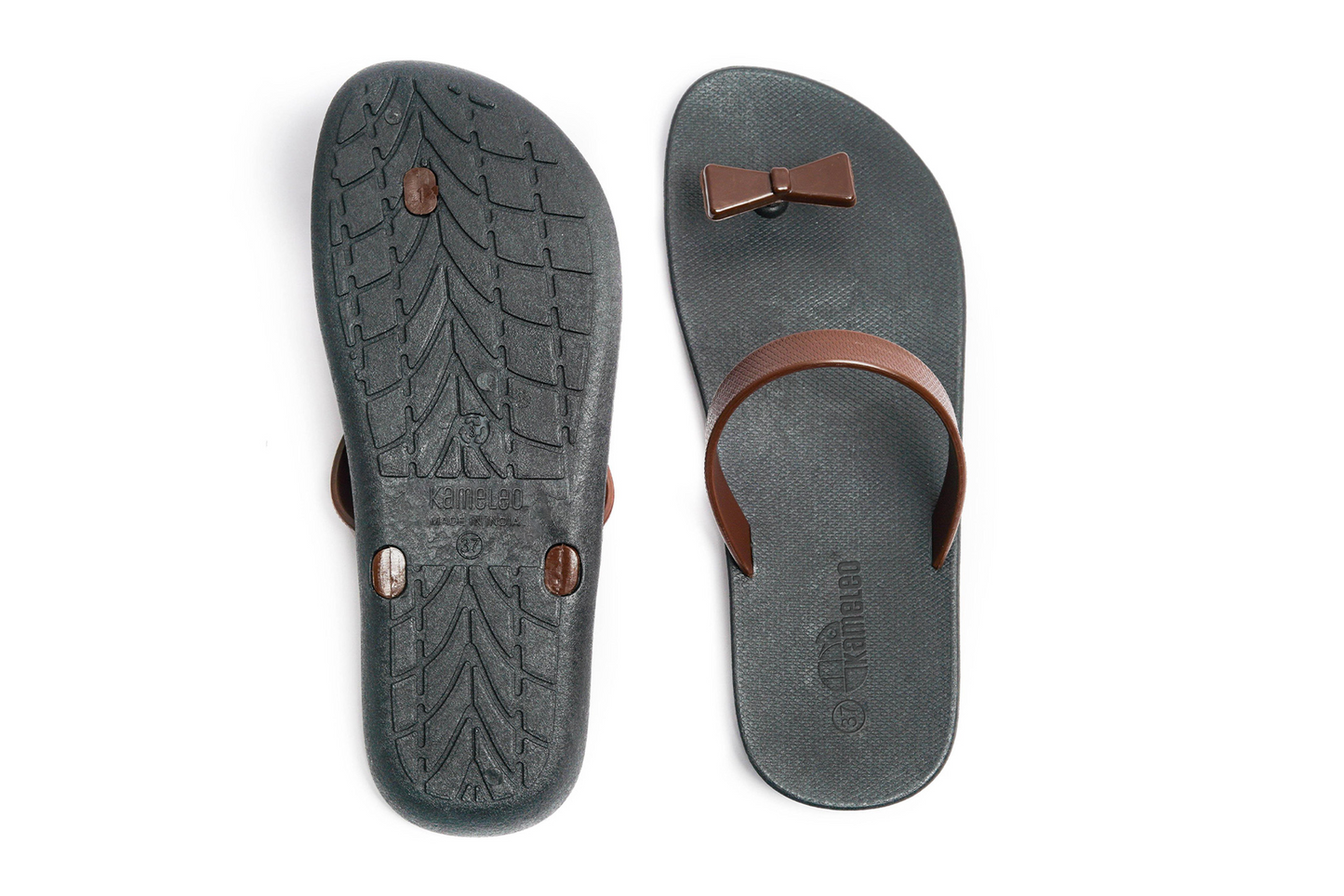 Poppi Bow Black Sole Brown Strap