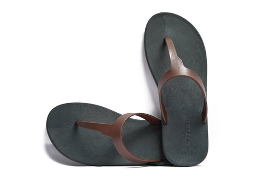 Thongs Black Sole Brown Strap