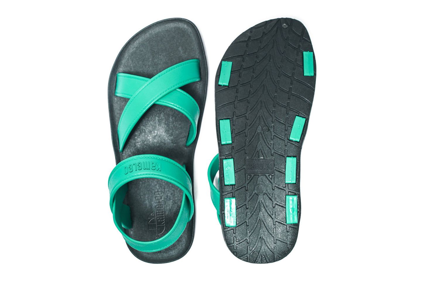 Cross Plus Kids Black Sole Green Strap