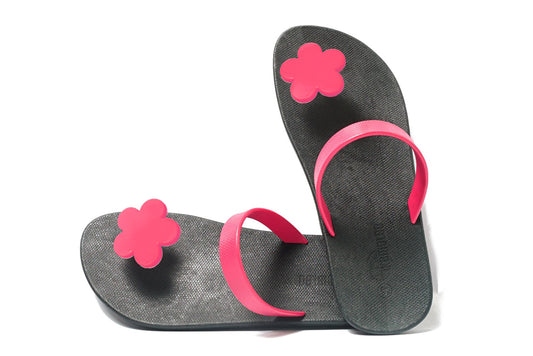 Poppi Flora Black Sole Pink Strap