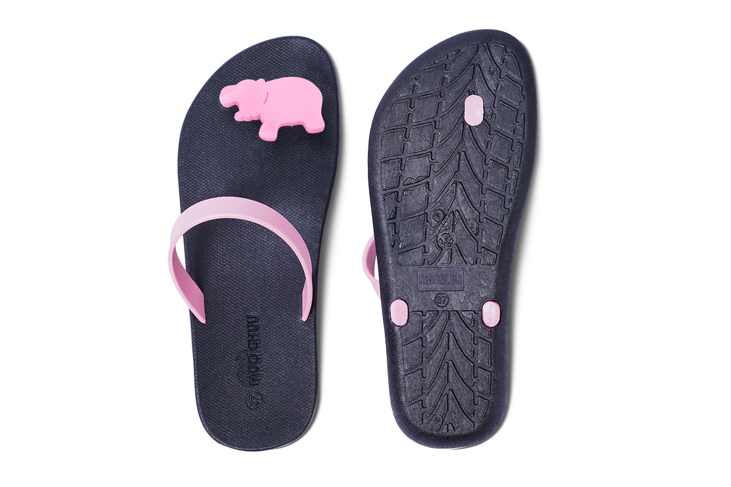 Poppi Hippo Black Sole LightPink Strap