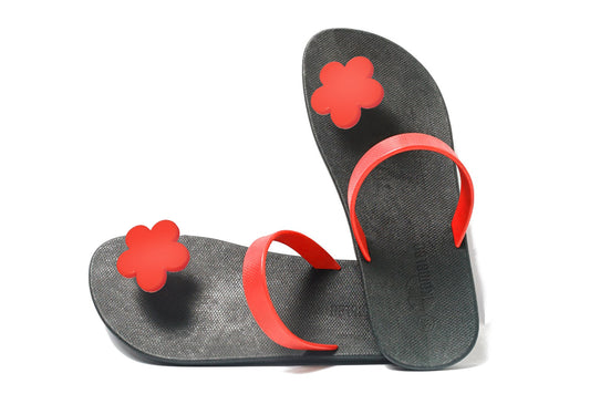 Poppi Flora Black Sole Red Strap