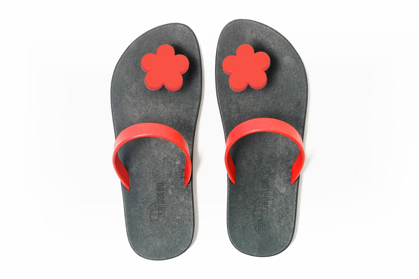 Poppi Flora Black Sole Red Strap