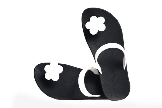 Poppi Flora Black Sole White Strap