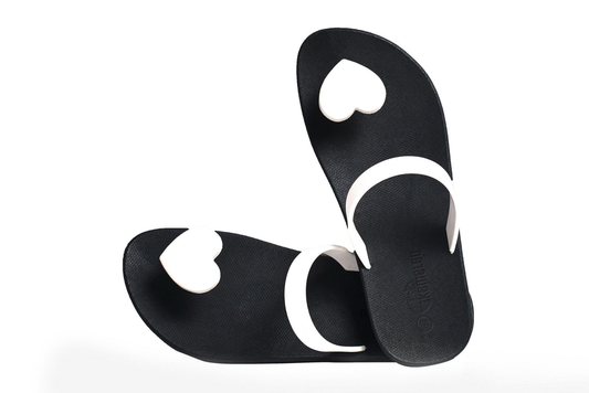 Poppi Heart Black Sole White Strap