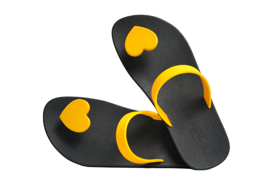 Poppi Heart Black Sole Yellow Strap