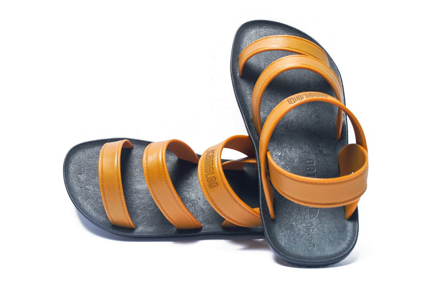 Twin Plus Kids Black Sole Caramel Strap