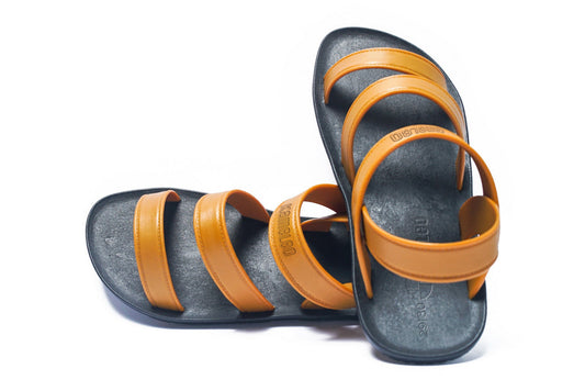 Twin Plus Kids Black Sole Caramel Strap