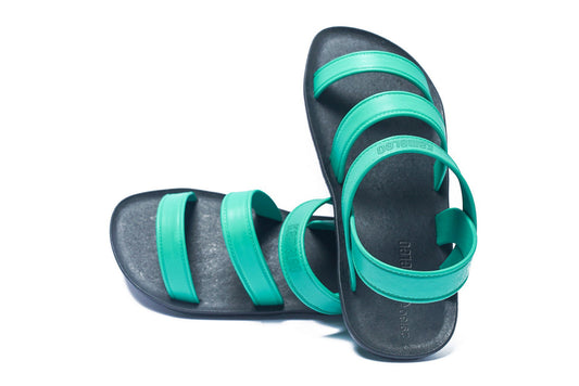 Twin Plus Kids Black Sole Green Strap