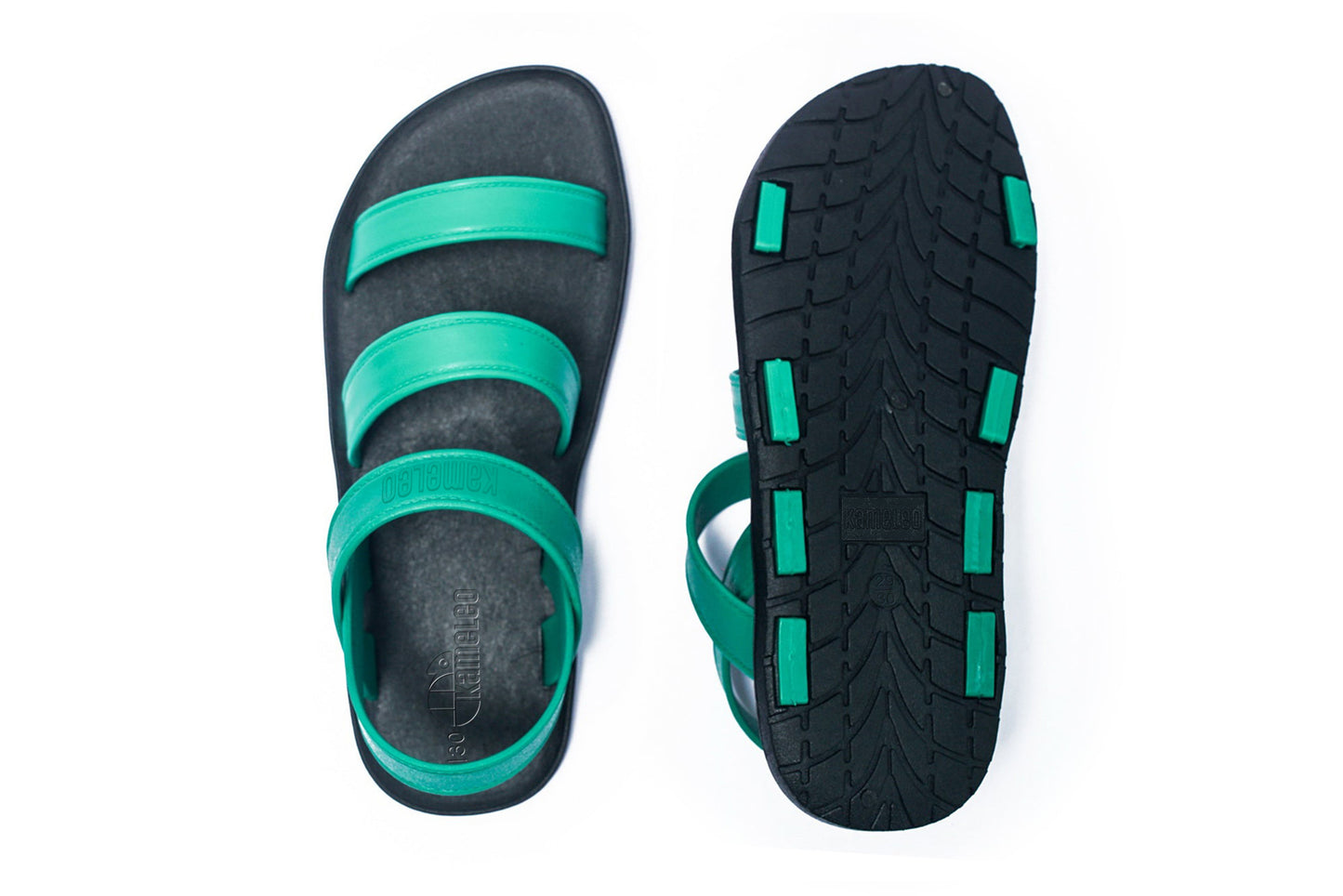 Twin Plus Kids Black Sole Green Strap