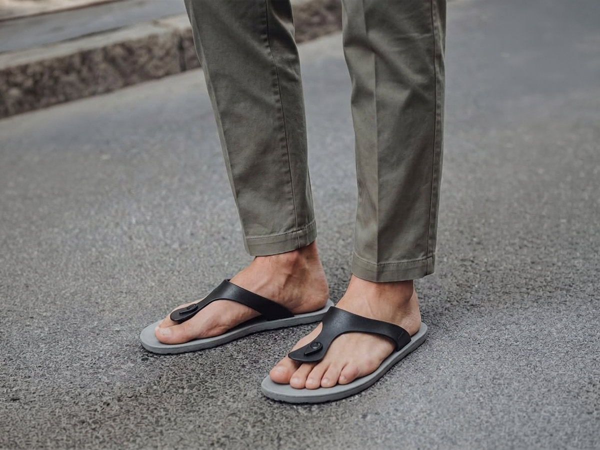 Candy Grey Sole Black Strap