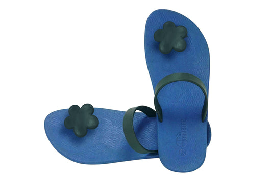 Poppi Flora Blue Sole Black Strap