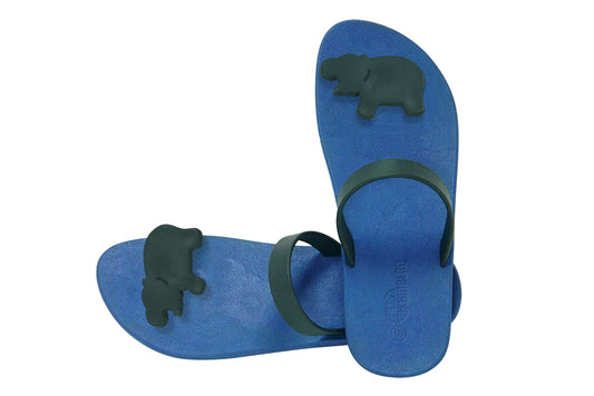 Poppi Hippo Blue Sole Black Strap