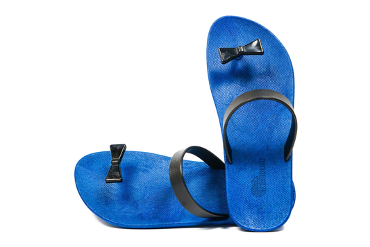 Poppi Bow Blue Sole Black Strap