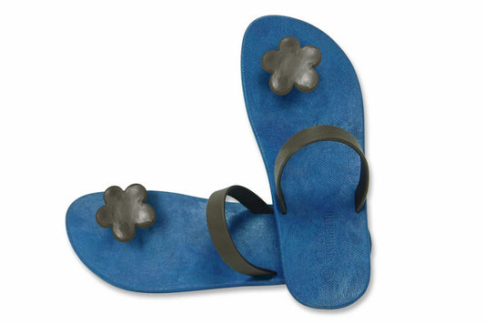 Poppi Flora Blue Sole Brown Strap