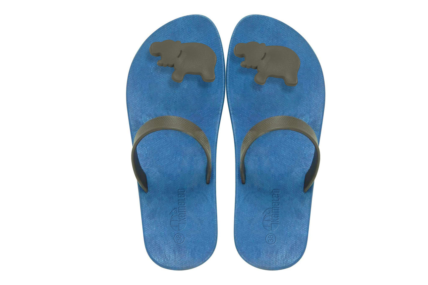 Poppi Hippo Blue Sole Brown Strap