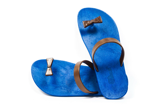 Poppi Bow Blue Sole Brown Strap