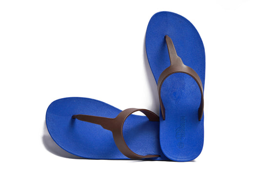 Thongs Blue Sole Brown Strap