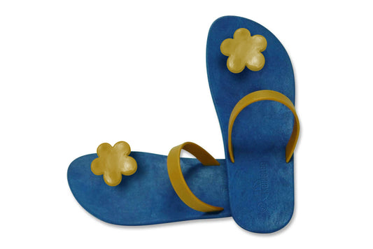 Poppi Flora Blue Sole Caramel Strap