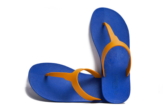 Thongs Blue Sole Caramel Strap