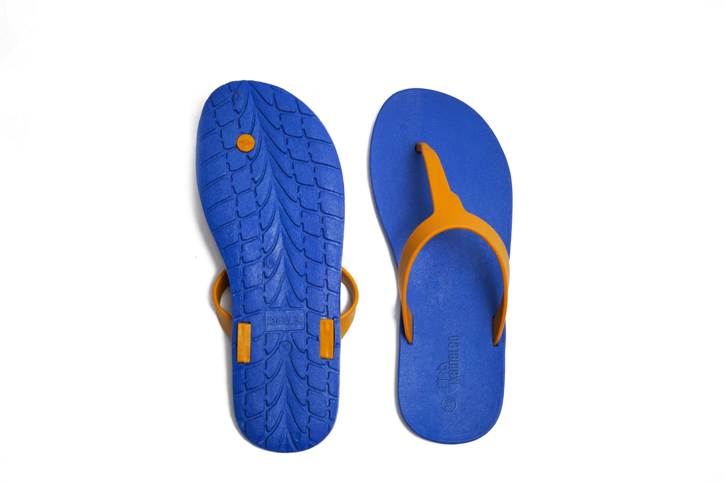 Thongs Blue Sole Caramel Strap