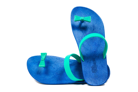 Poppi Bow Blue Sole Green Strap