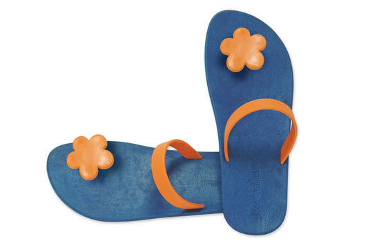 Poppi Flora Blue Sole Orange Strap