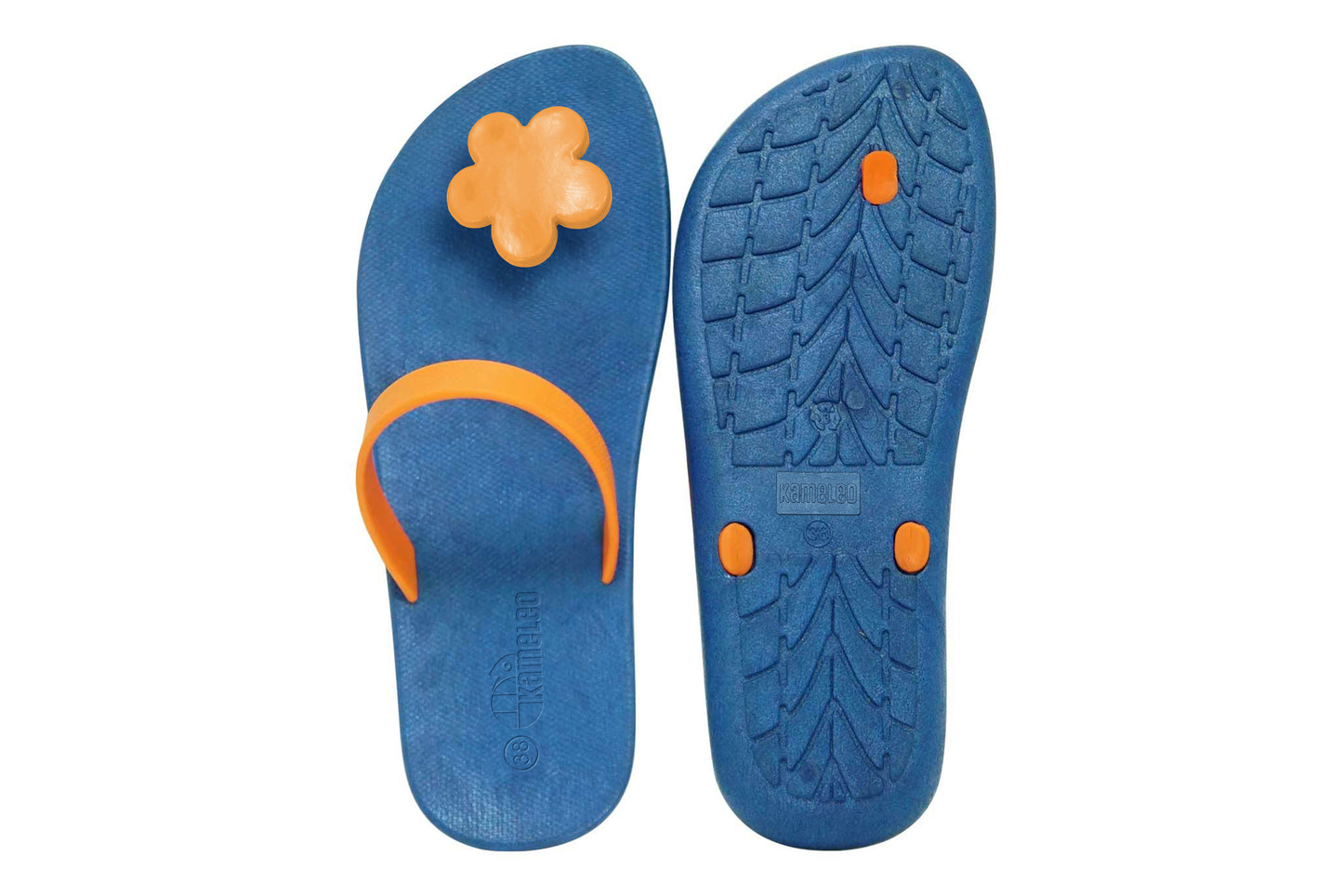 Poppi Flora Blue Sole Orange Strap
