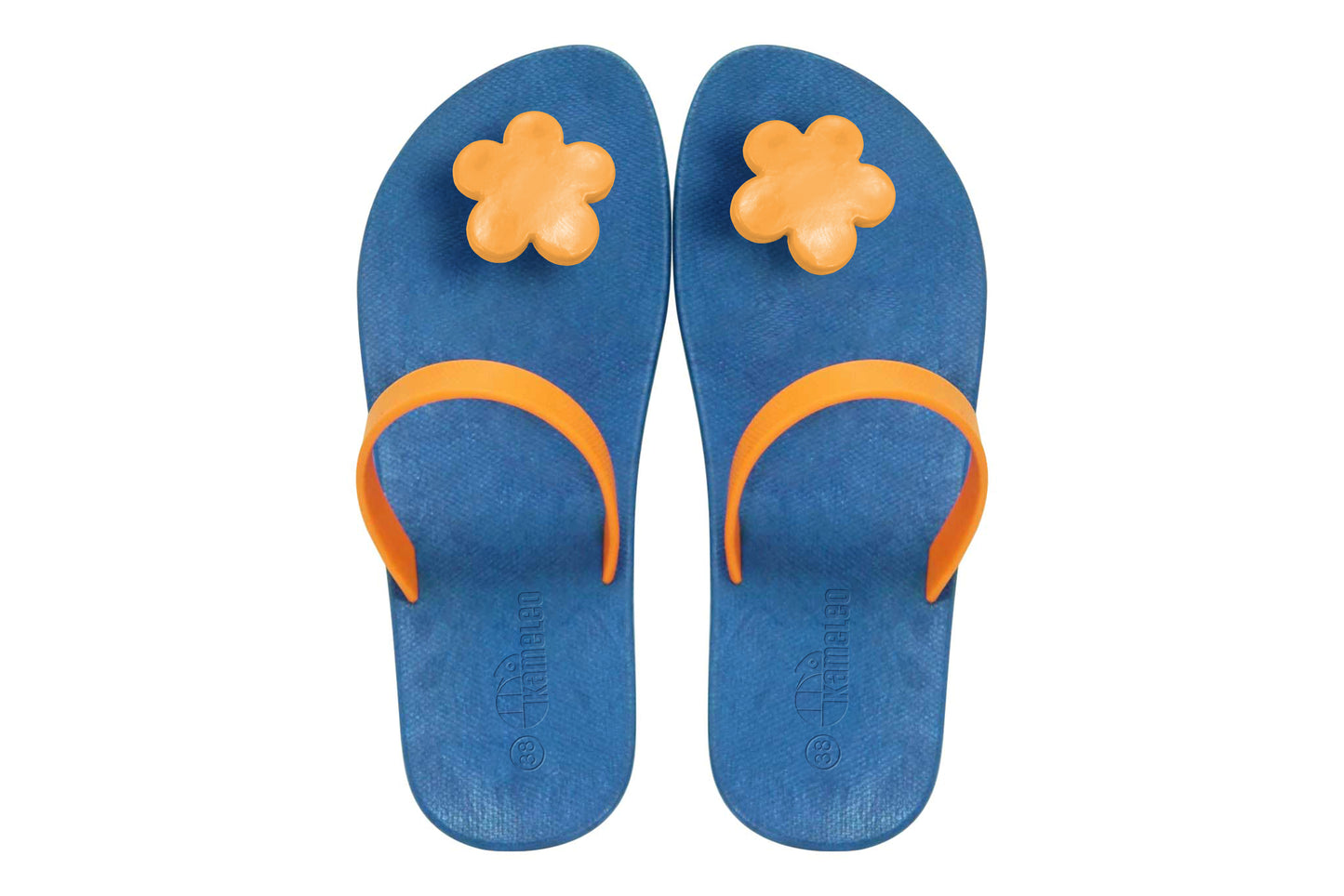 Poppi Flora Blue Sole Orange Strap