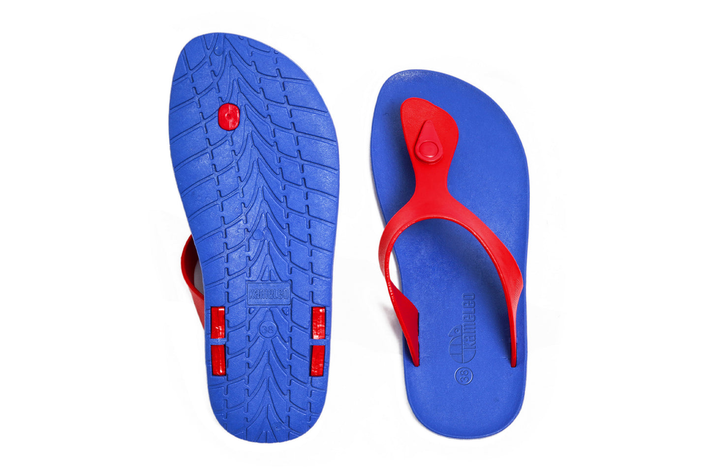 Candy Blue Sole Red Strap