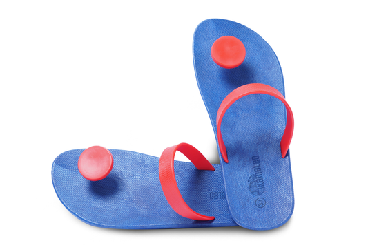 Poppi Dot Blue Sole Red Strap