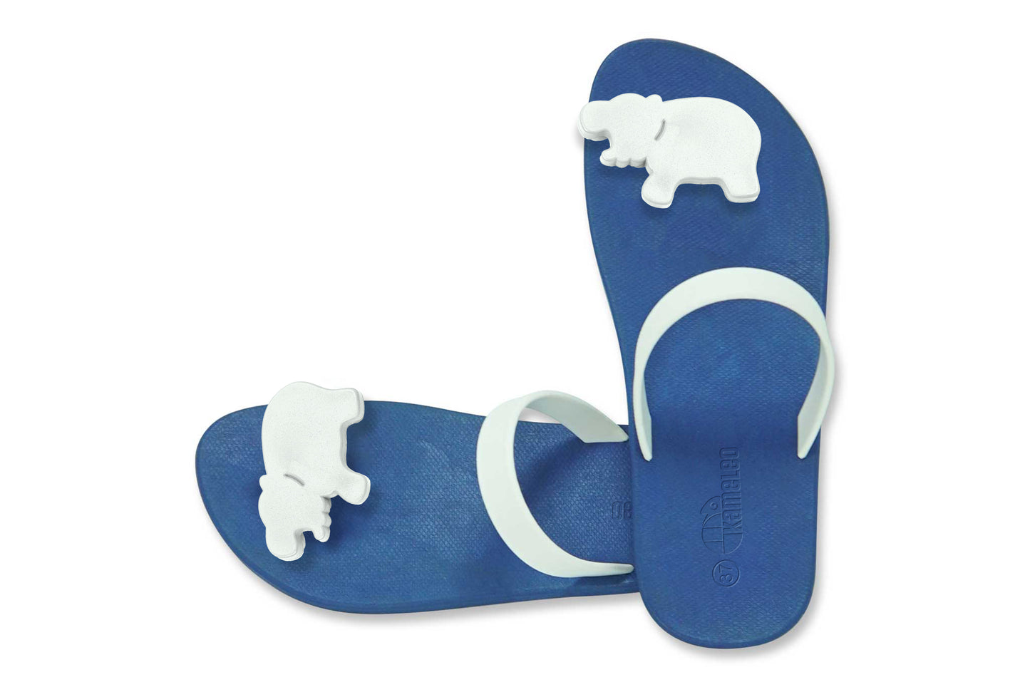 Poppi Hippo Blue Sole White Strap