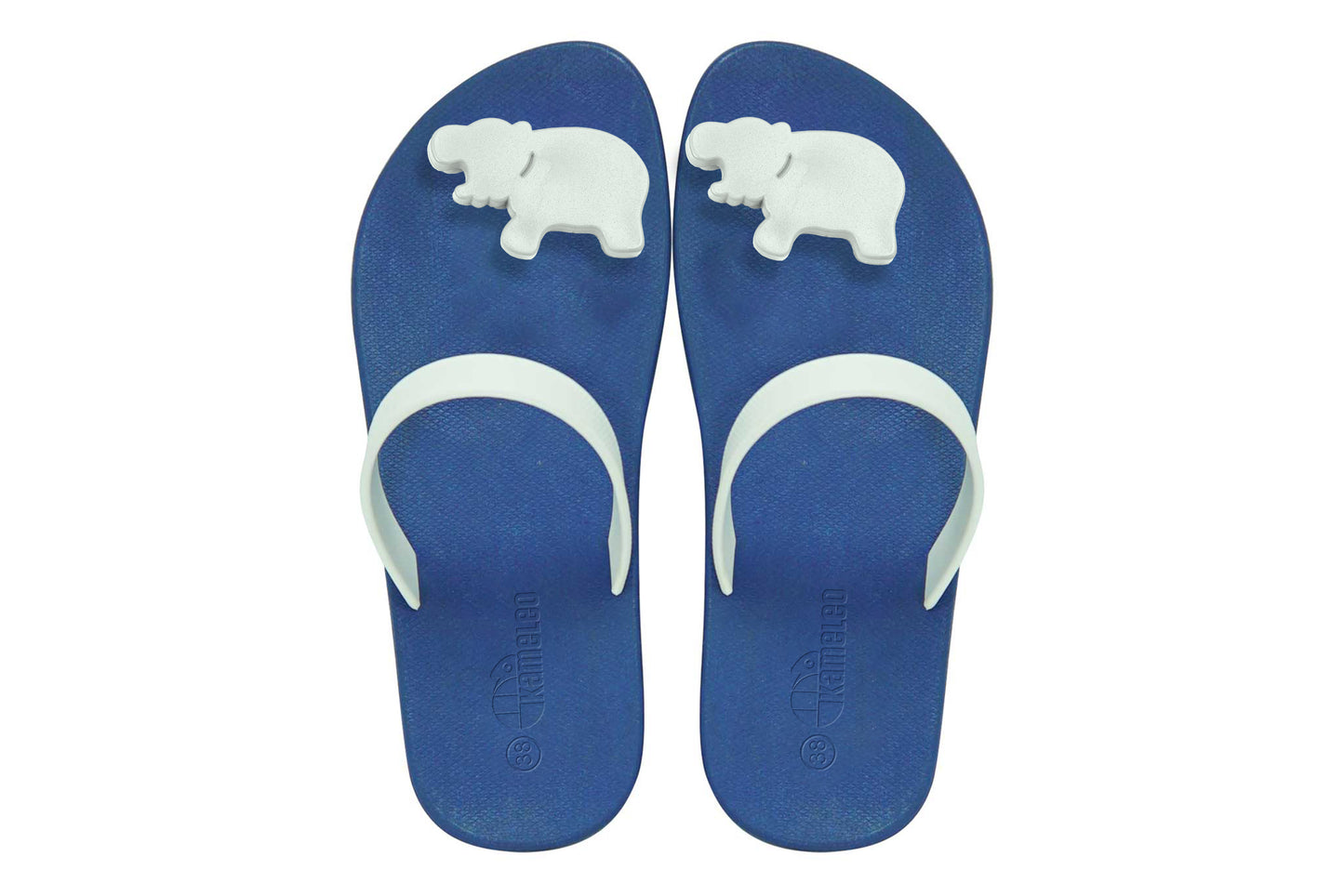 Poppi Hippo Blue Sole White Strap