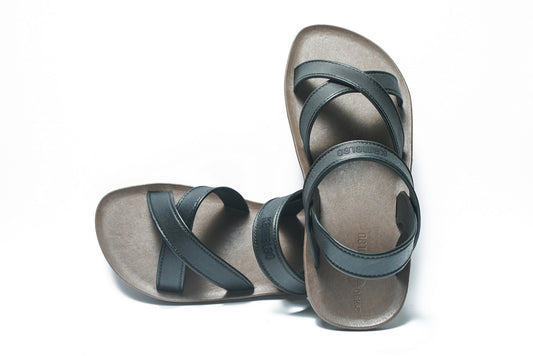 Cross Plus Kids Brown Sole Black Strap