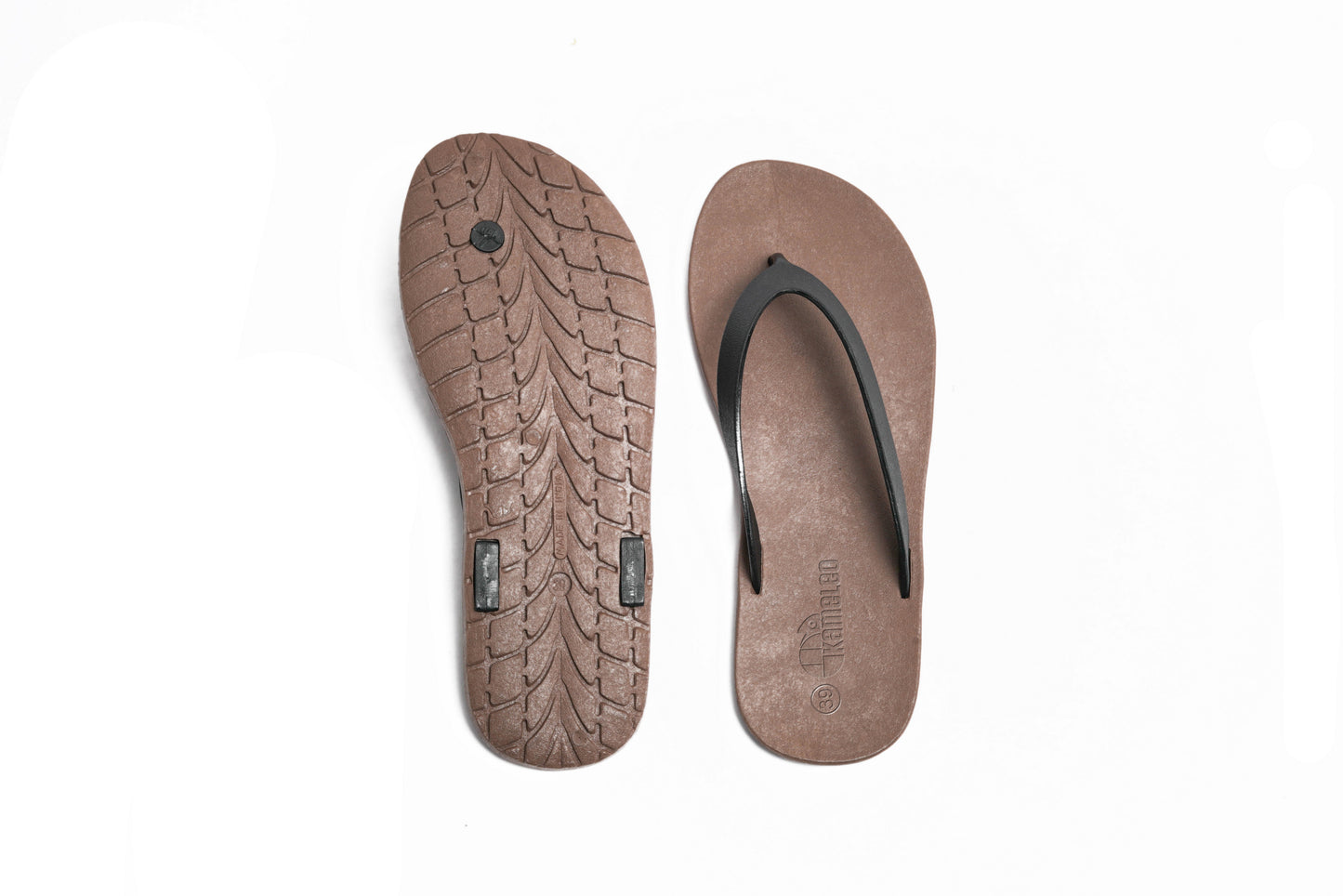 Flippy Brown Sole Black Strap