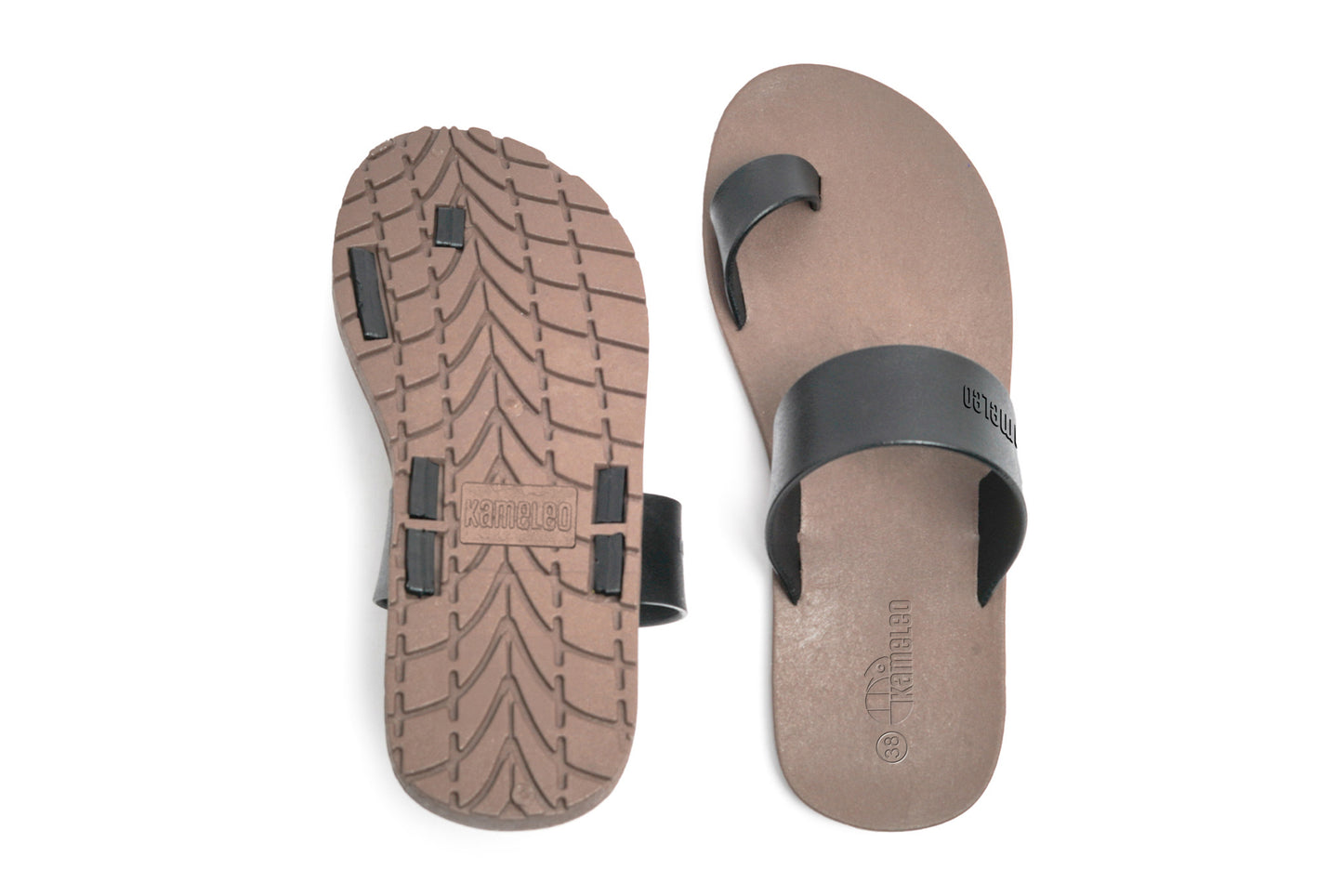 Pop Thumb Brown Sole Black Strap