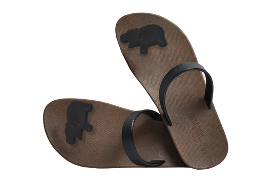 Poppi Hippo Brown Sole Black Strap