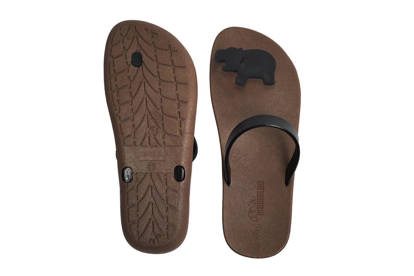 Poppi Hippo Brown Sole Black Strap