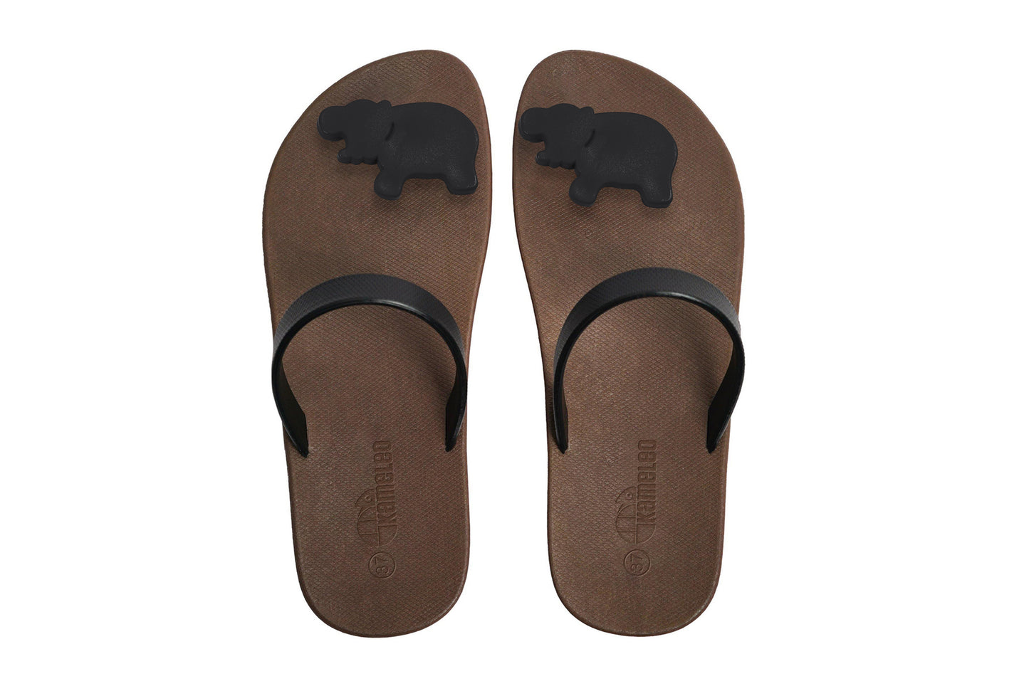 Poppi Hippo Brown Sole Black Strap