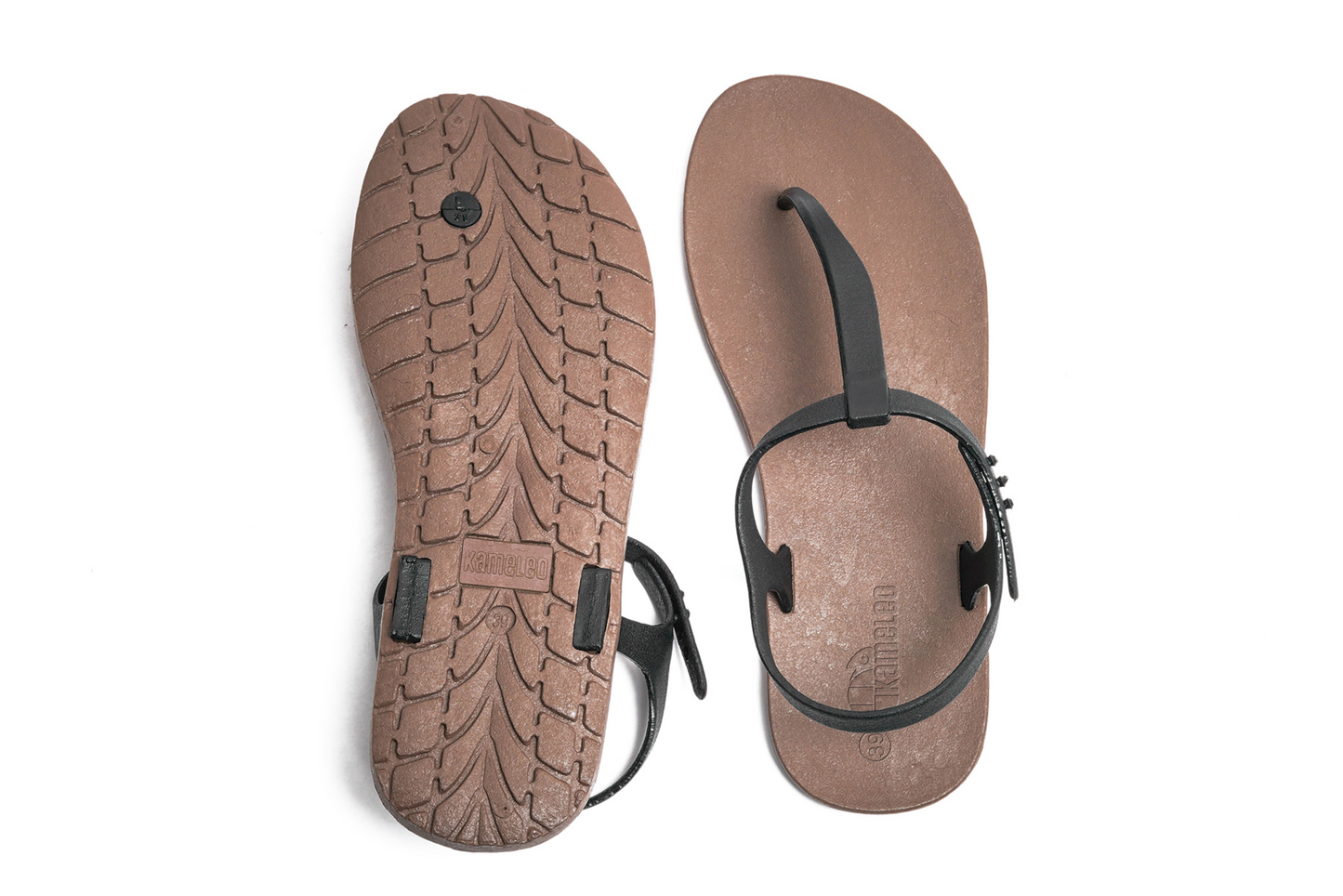 Saily Brown Sole Black Strap