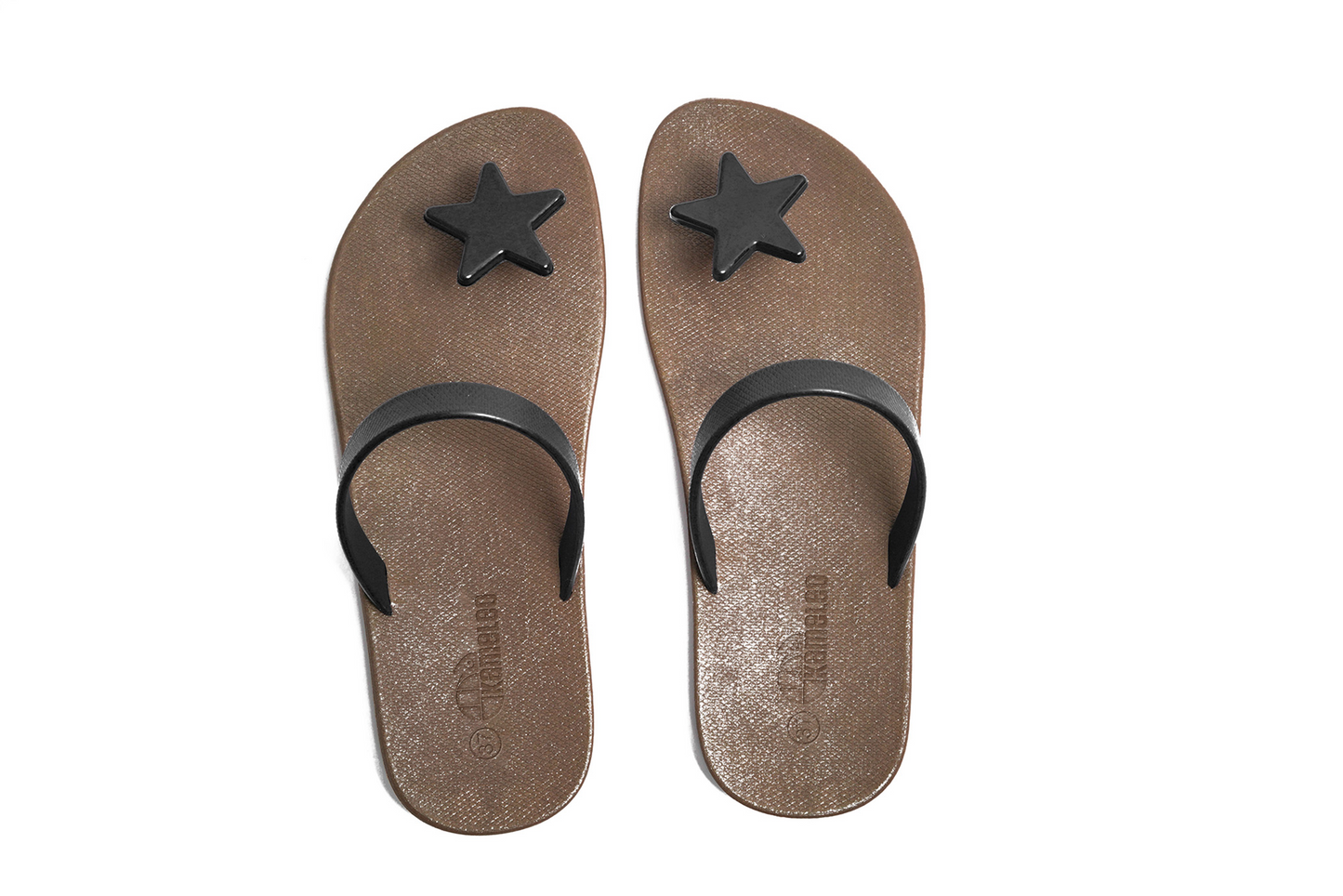 Poppi Star Brown Sole Black Strap