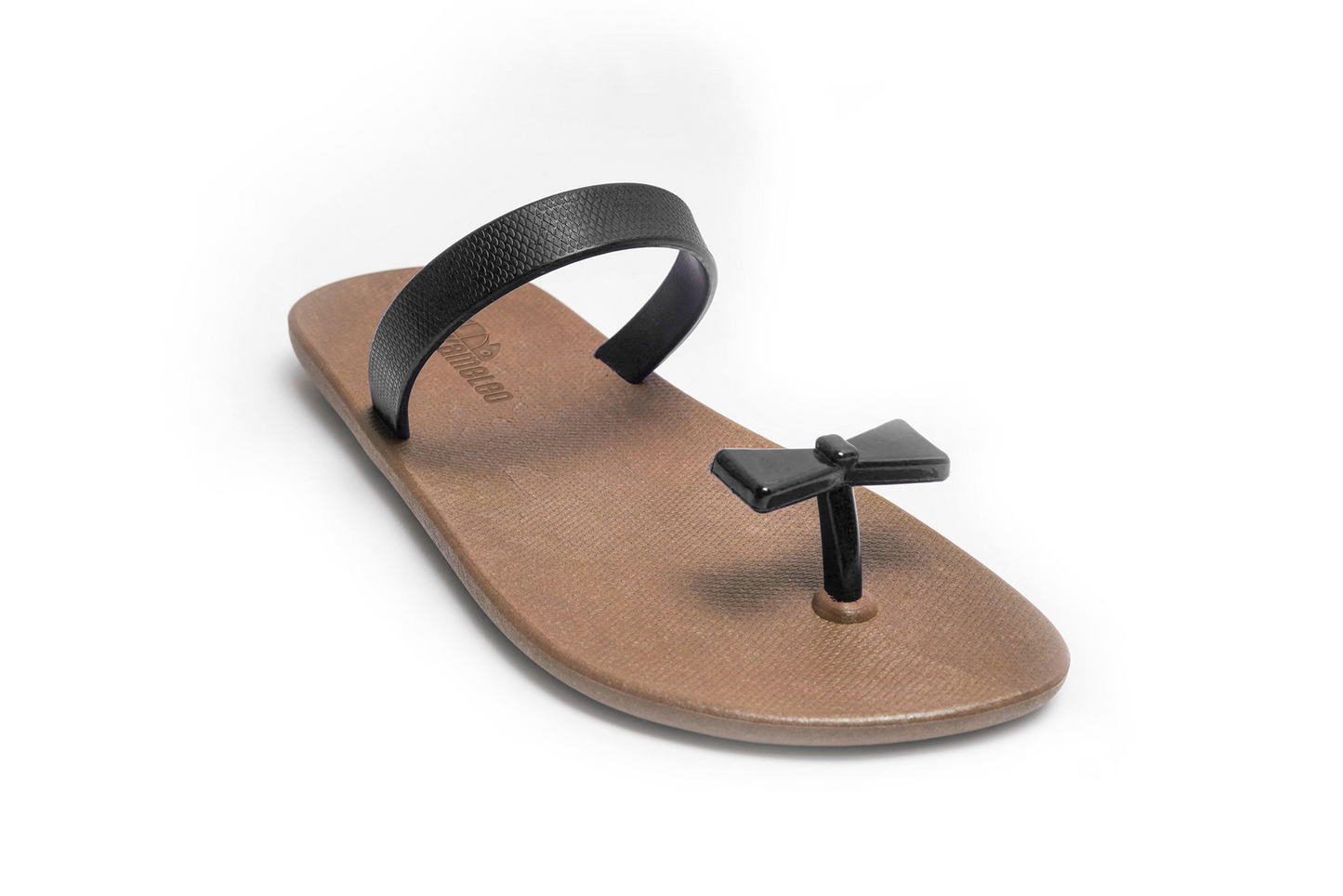 Poppi Bow Brown Sole Black Strap